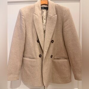 Zara Light Tan Textured Blazer